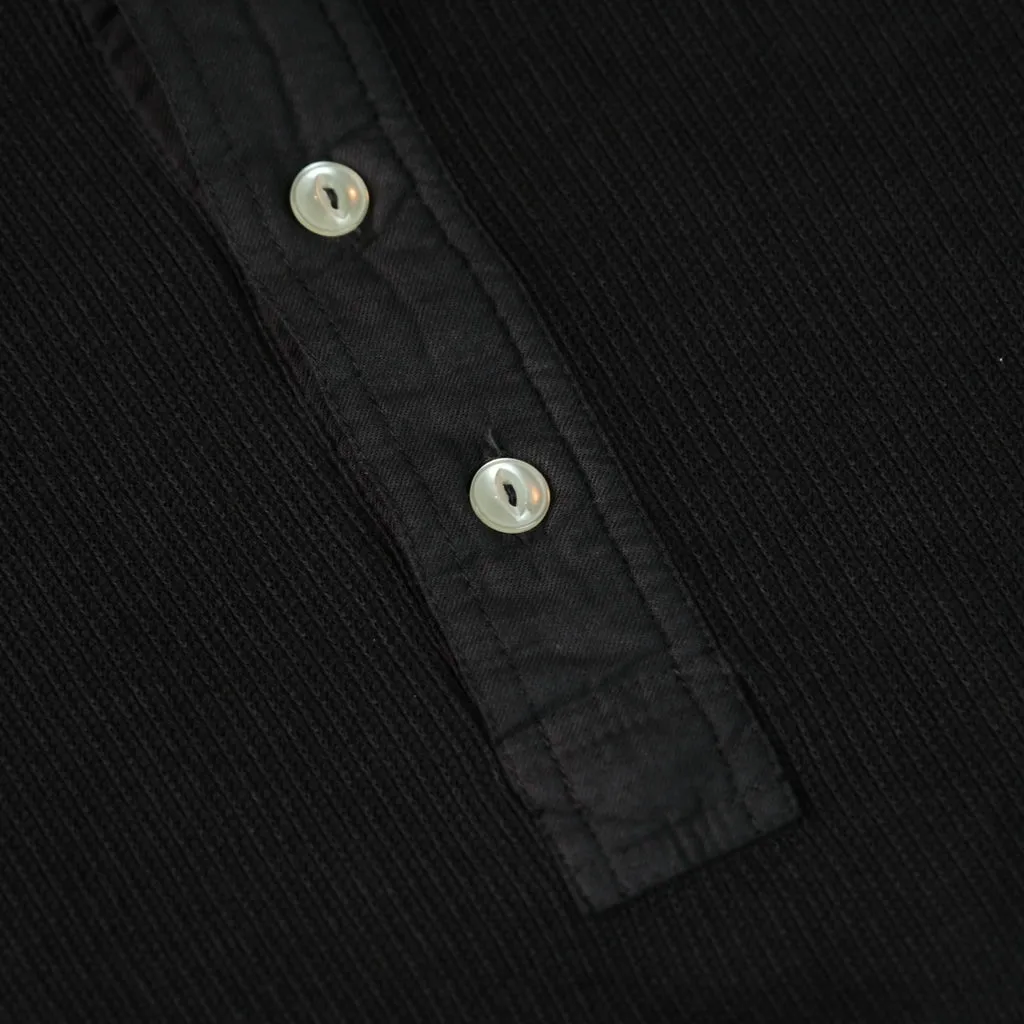 Loop & Weft Classic Royal Rib Knit Thermal Henley (Black)