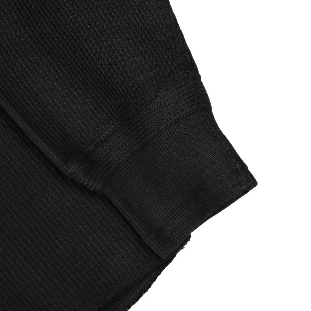 Loop & Weft Classic Royal Rib Knit Thermal Henley (Black)