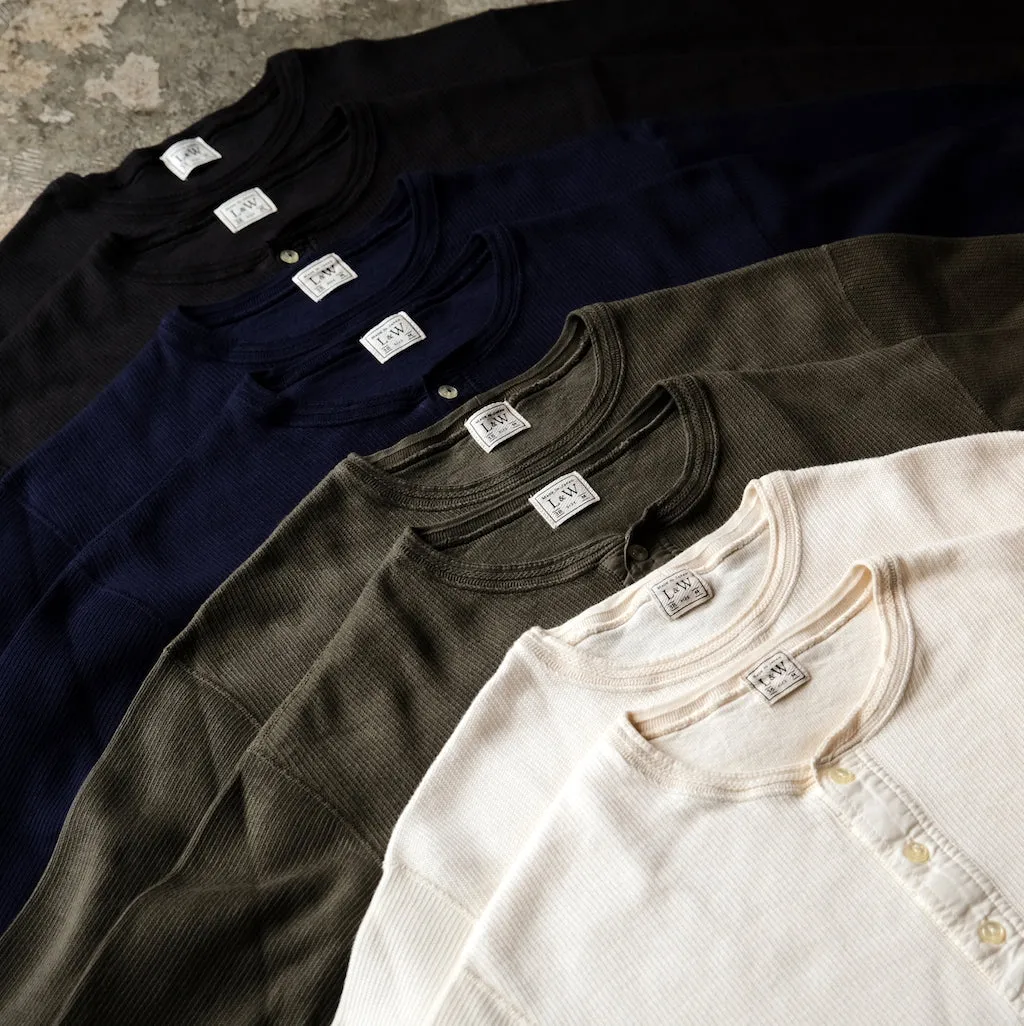 Loop & Weft Classic Royal Rib Knit Thermal Henley (Black)