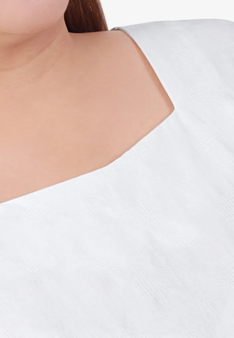 Mallori Cotton Square Neckline Midi Dress - White