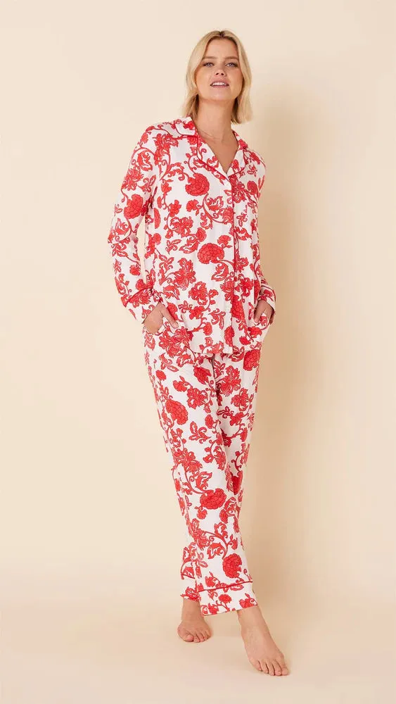 MED Red Floral Knit PJ