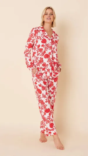 MED Red Floral Knit PJ