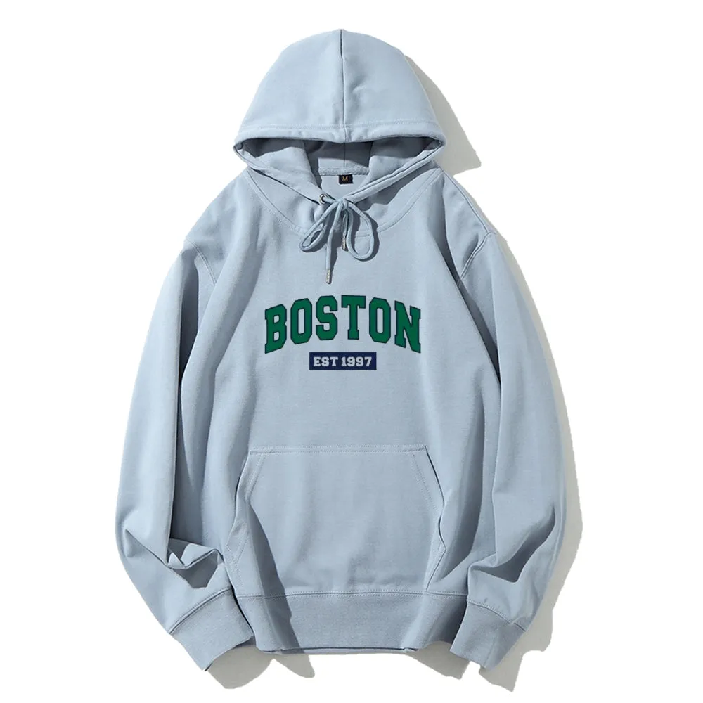 Mens Boston 1997 Letter Graphic Pullover Hoodies