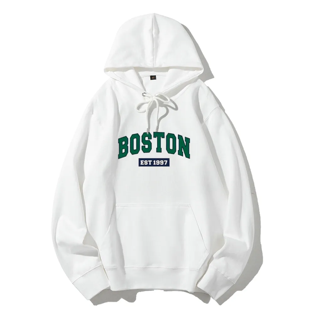 Mens Boston 1997 Letter Graphic Pullover Hoodies