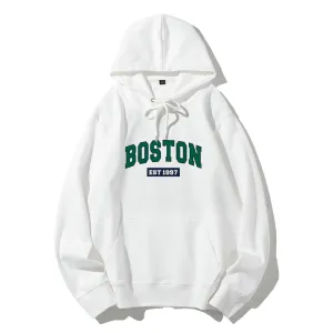 Mens Boston 1997 Letter Graphic Pullover Hoodies