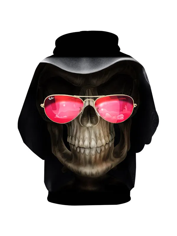 Men's Horror Pink Sunglasses Skull Graphic Print Hoodies