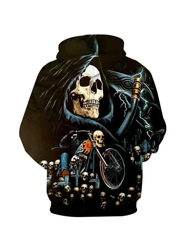 Men's Horror Skull Knight Graphic Print Hoodies
