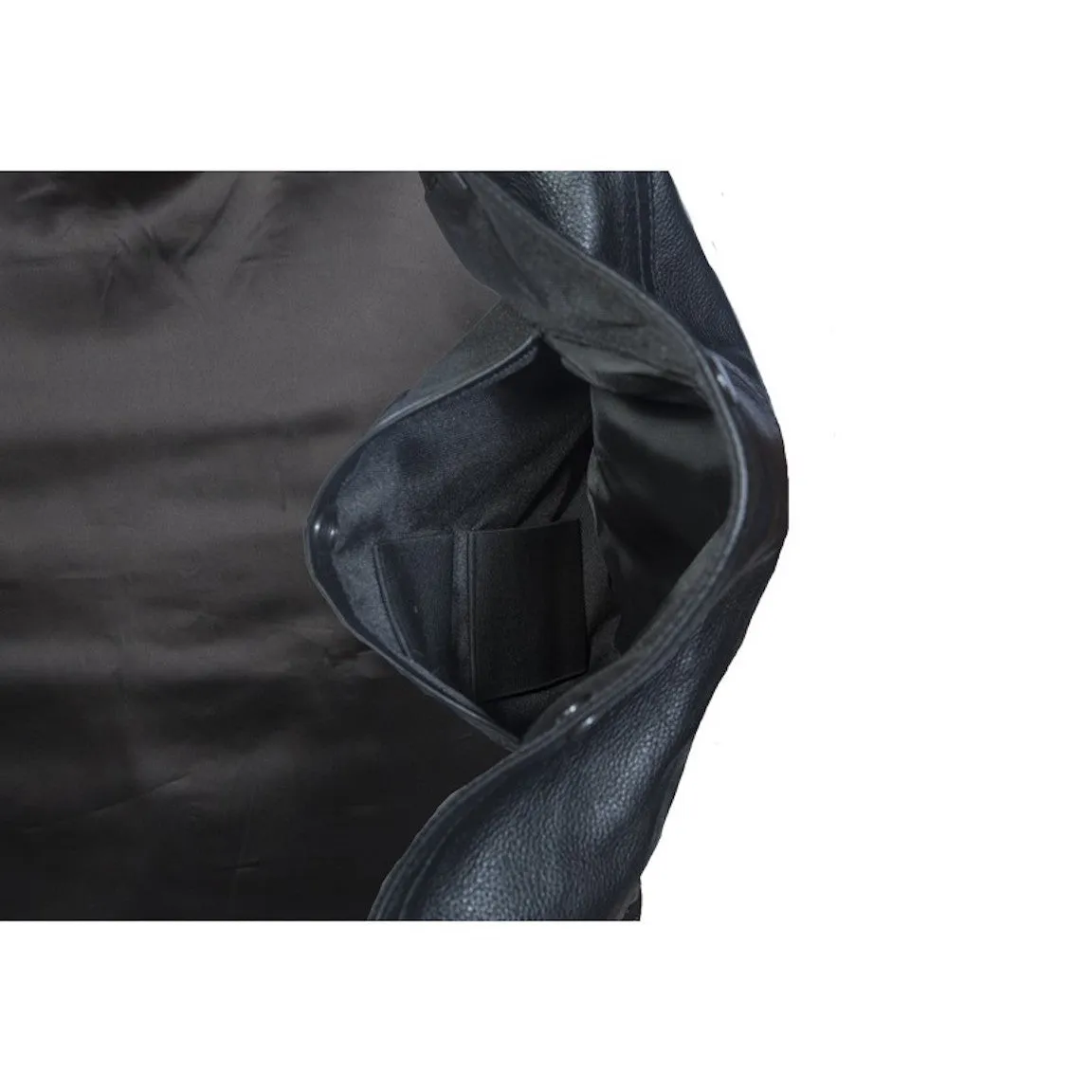 Mens Leather Motorcycle Club Vest With Braid Trim Buffalo Nickel Snaps