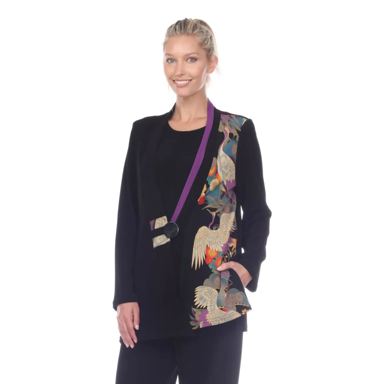 Moonlight Crane-Print Jacket - CM-106 - Sizes S & M