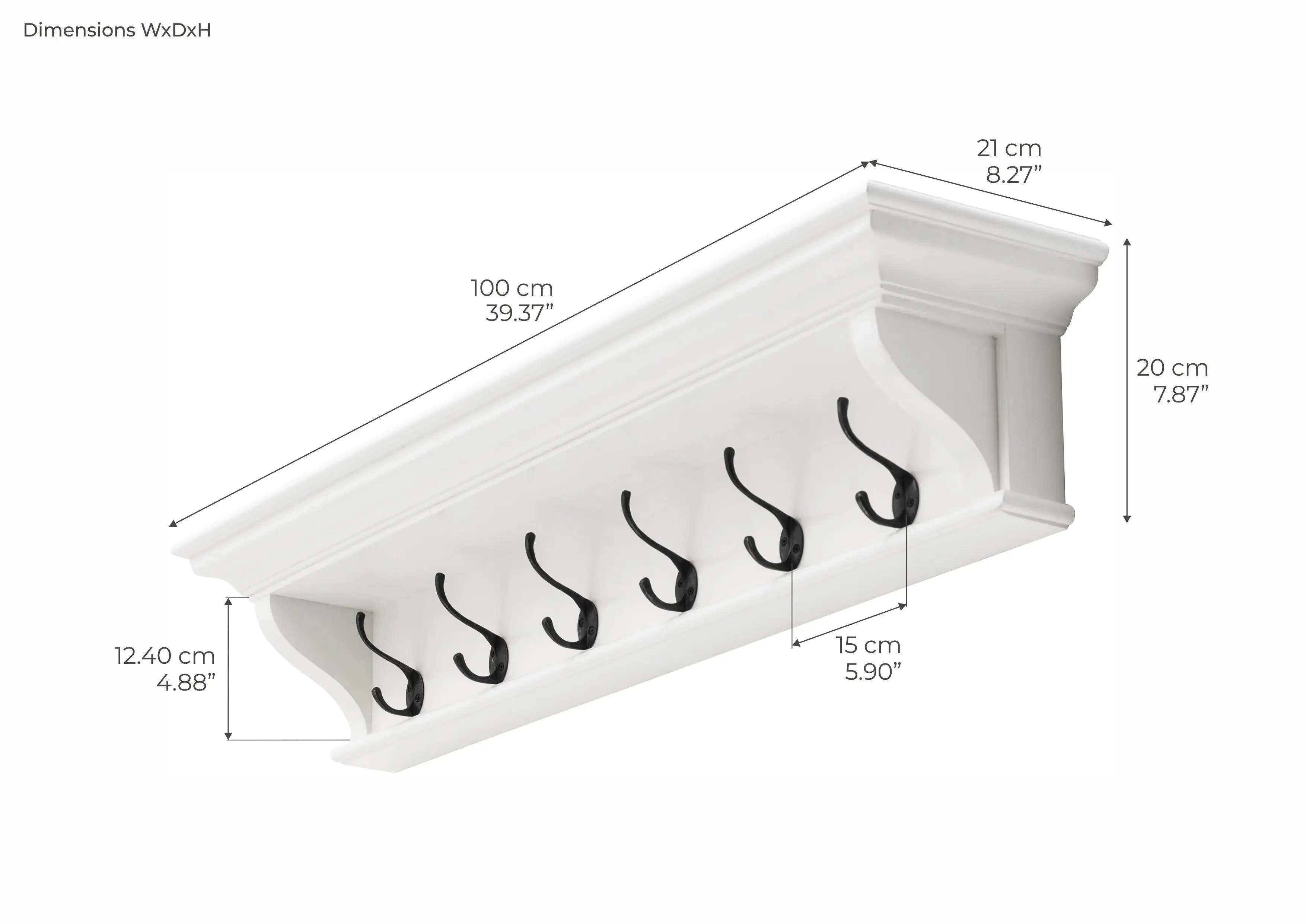 NovaSolo 6 Hook Coat Rack 100cm
