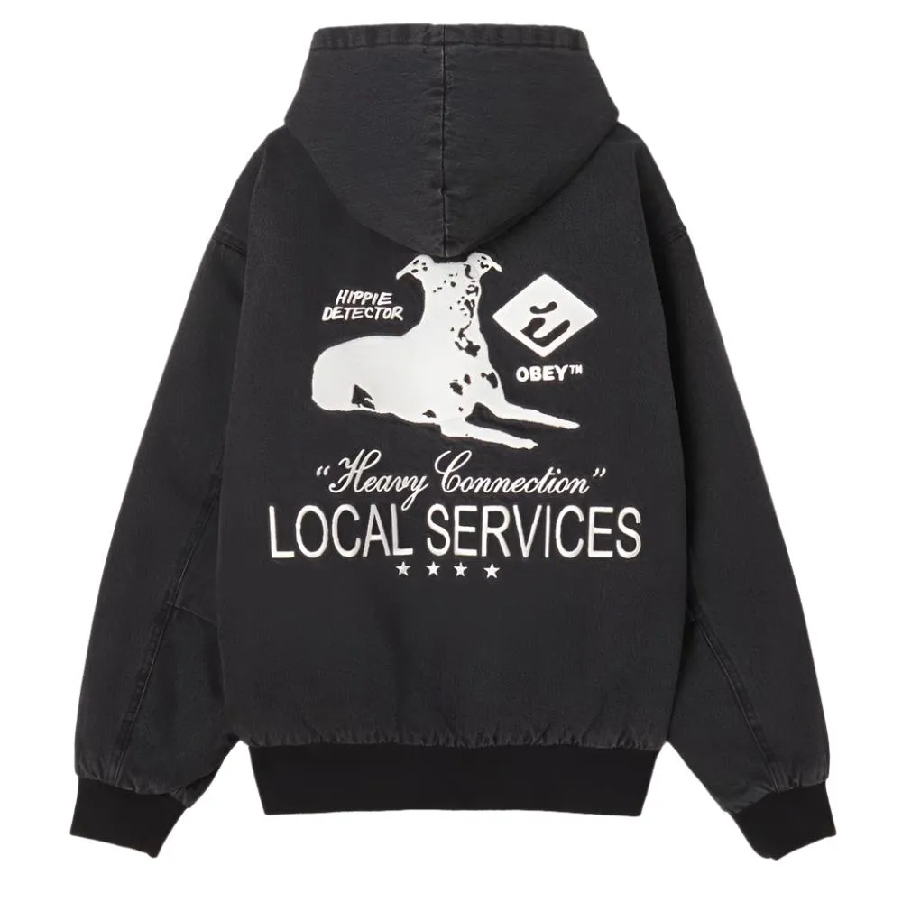 OBEY LOCAL SERVICE ZIP UP HOOD // FADED BLACK