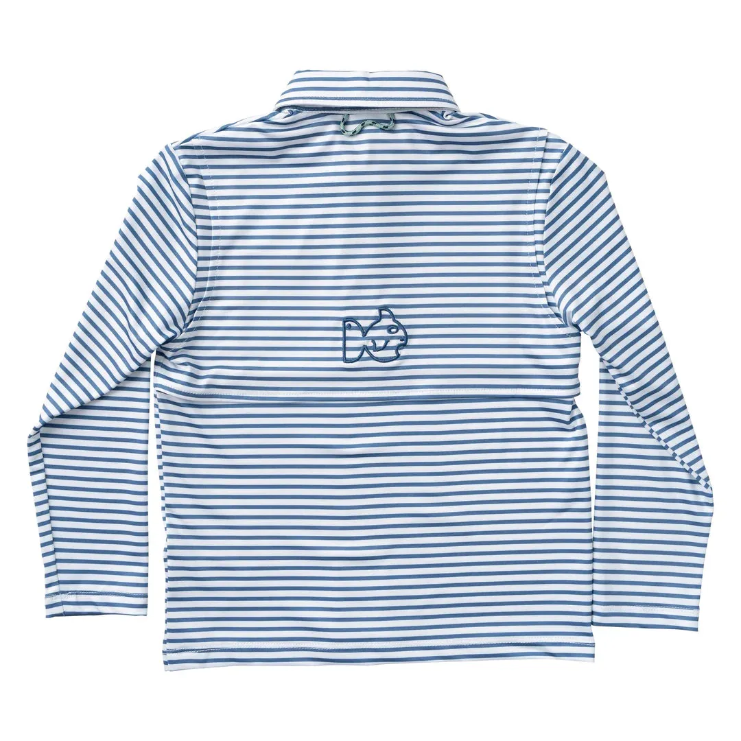 Pro Performance Long Sleeve Polo - Moonlight Blue Stripes