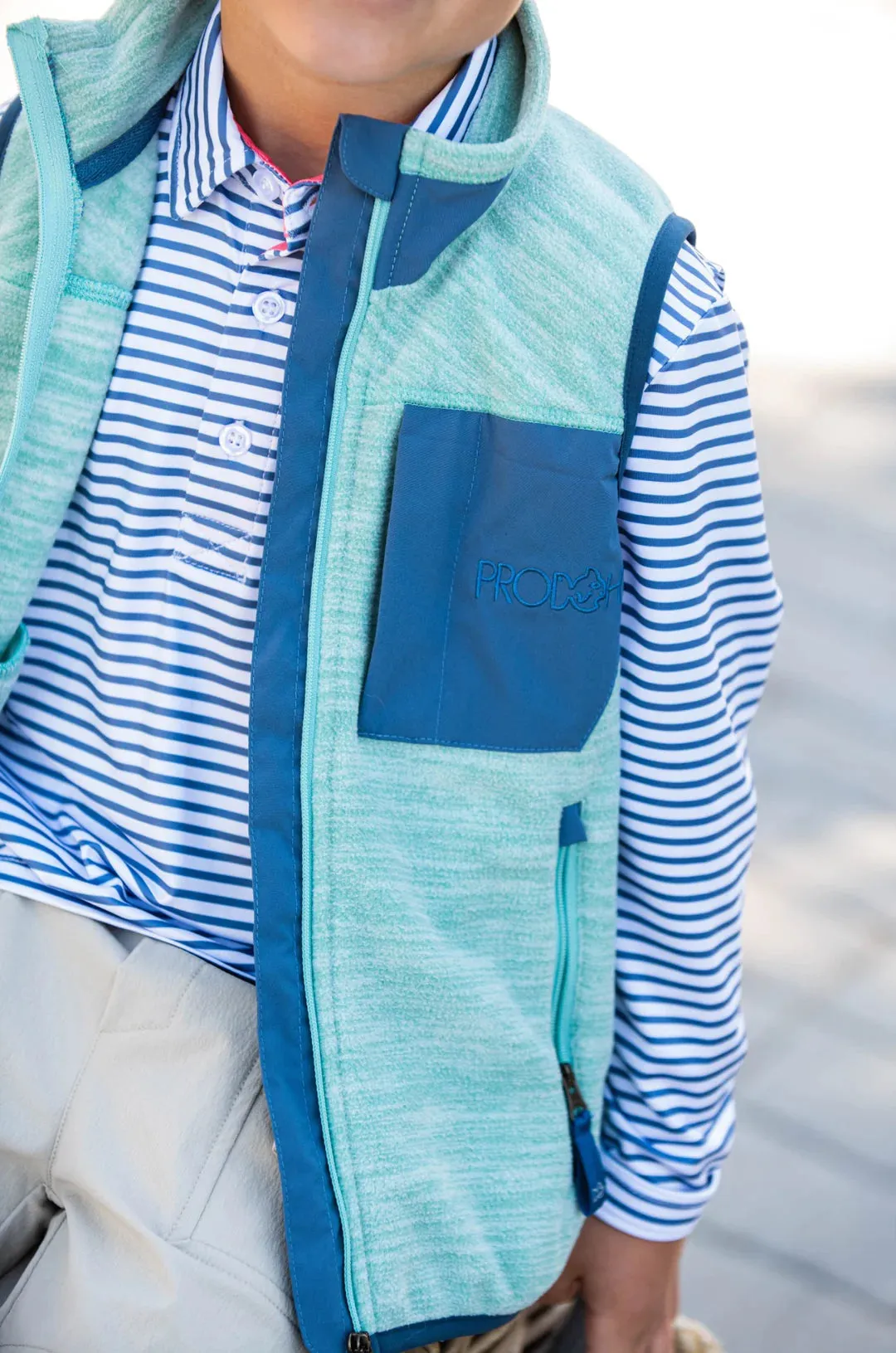 Pro Performance Long Sleeve Polo - Moonlight Blue Stripes
