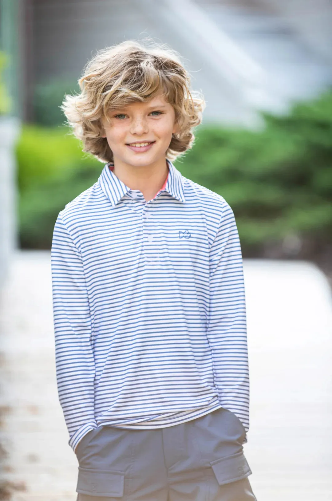 Pro Performance Long Sleeve Polo - Moonlight Blue Stripes