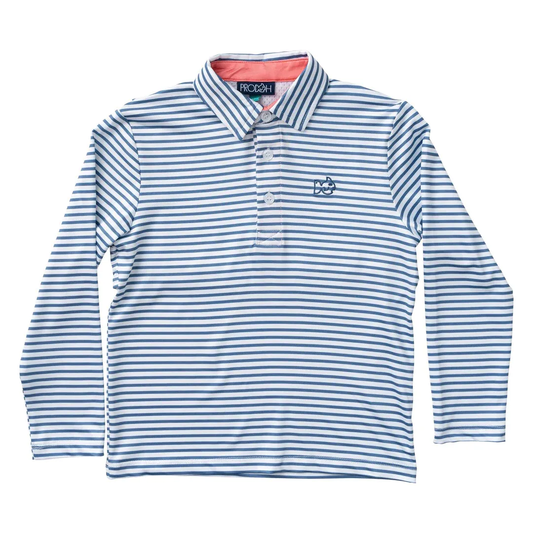 Pro Performance Long Sleeve Polo - Moonlight Blue Stripes