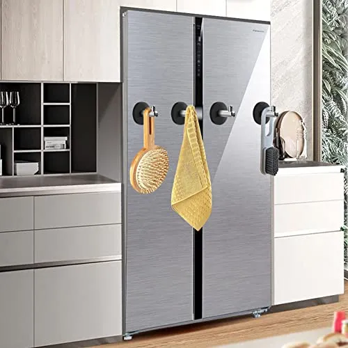 Qinwuwu Magnetic Hooks L-Shaped Stainless Steel Magnet Hooks for Refrigerator BBQ Grill Cruise Magnetic Hooks for Hanging Towel Coat Keys Indoor Outdoor 2 Packs