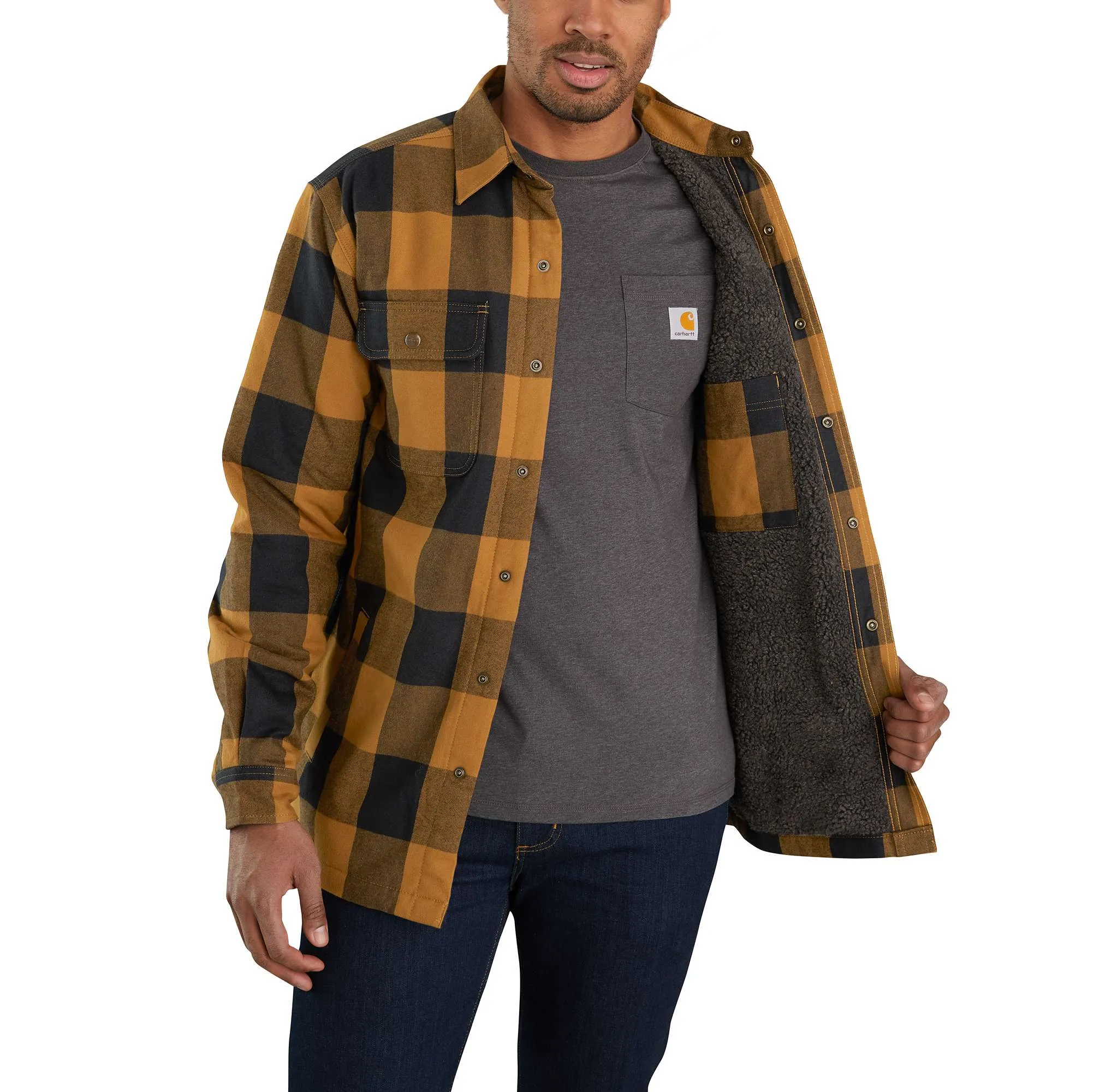 Relaxed Fit Heavyweight Flannel Sherpa-Lined Shirt Jac