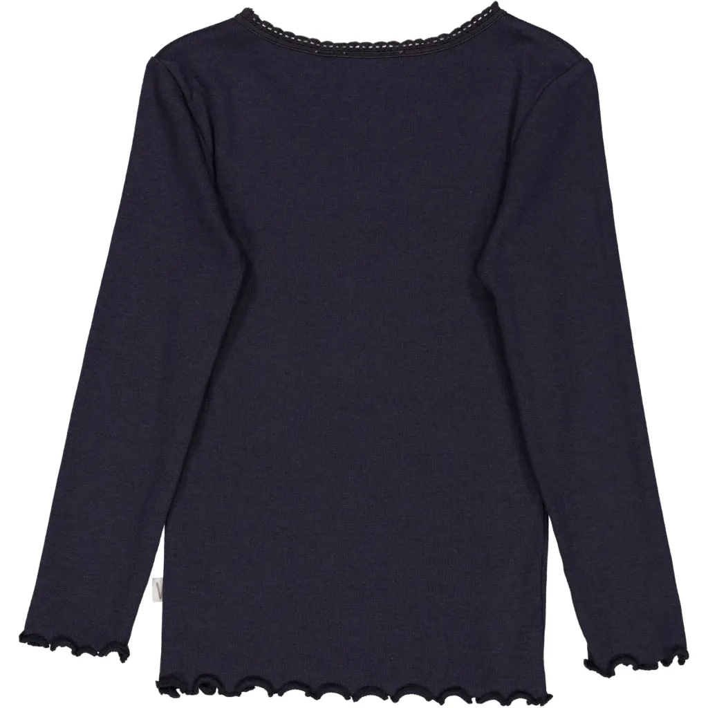 Rib T-Shirt Lace LS - midnight blue