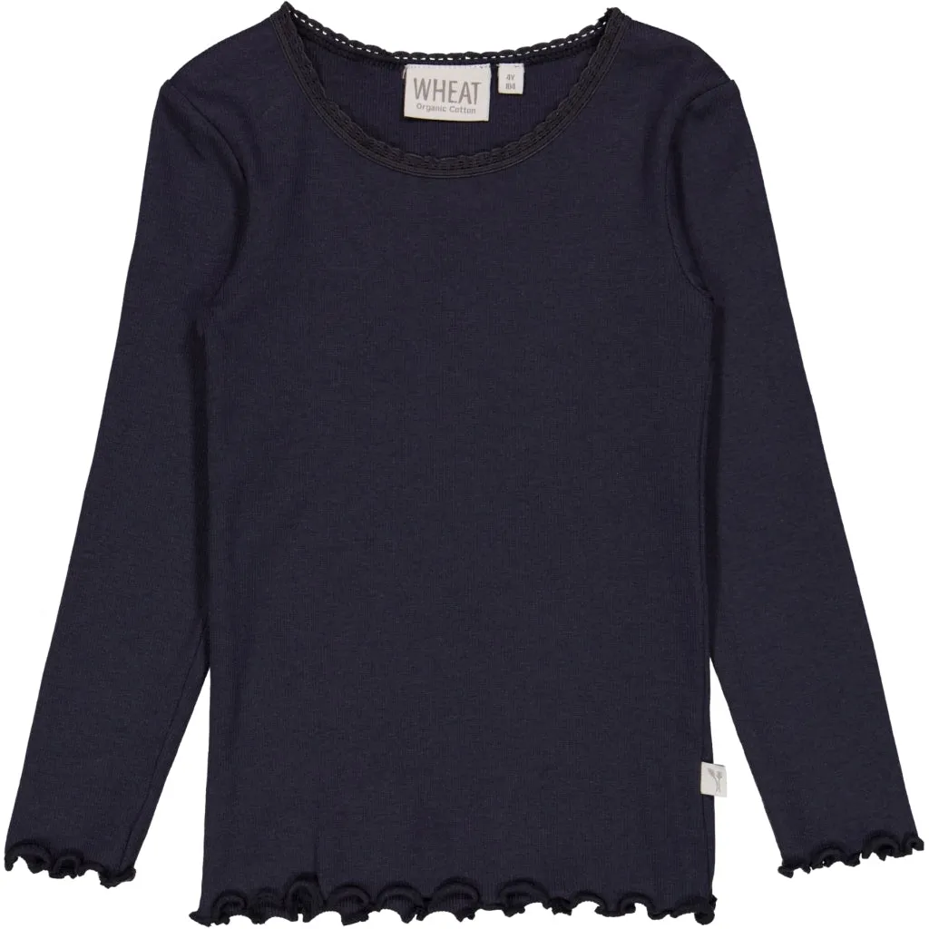 Rib T-Shirt Lace LS - midnight blue