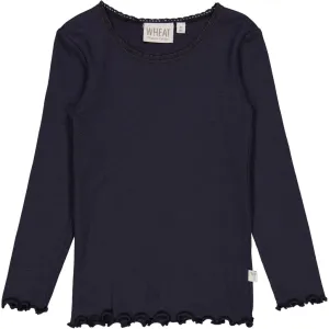 Rib T-Shirt Lace LS - midnight blue