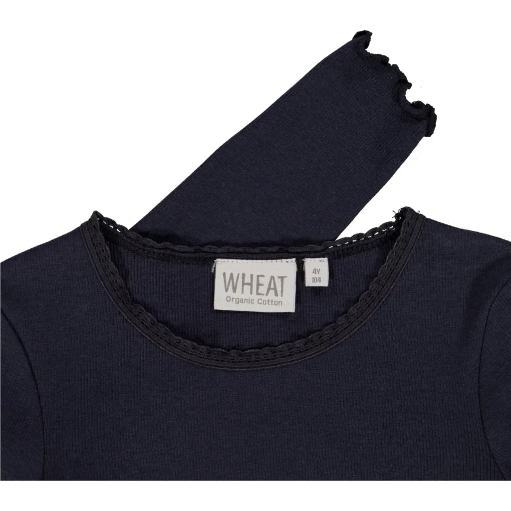 Rib T-Shirt Lace LS - midnight blue
