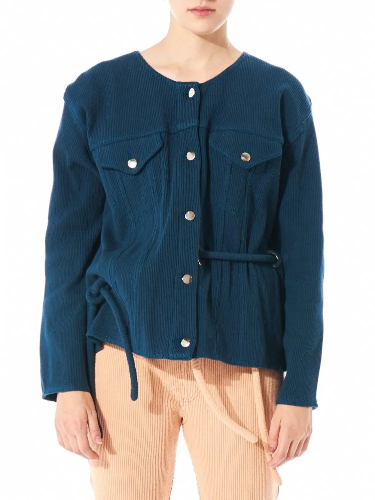 Ribbed Snap Enclosure Jacket (MAXI RIB JACKET BLUE)