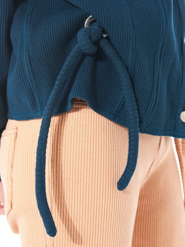 Ribbed Snap Enclosure Jacket (MAXI RIB JACKET BLUE)