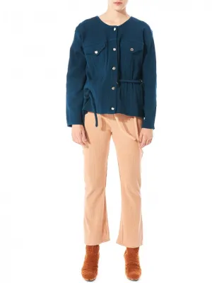 Ribbed Snap Enclosure Jacket (MAXI RIB JACKET BLUE)