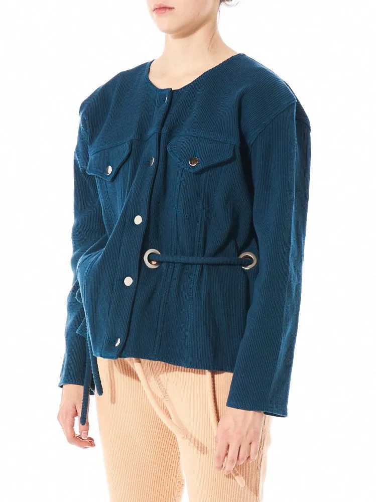 Ribbed Snap Enclosure Jacket (MAXI RIB JACKET BLUE)