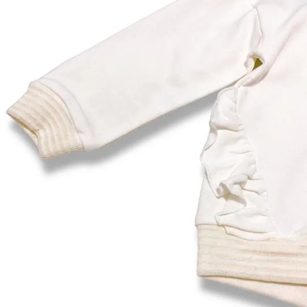 Ruffle Trims Pear Reversible Sequin Sweatshirt - White