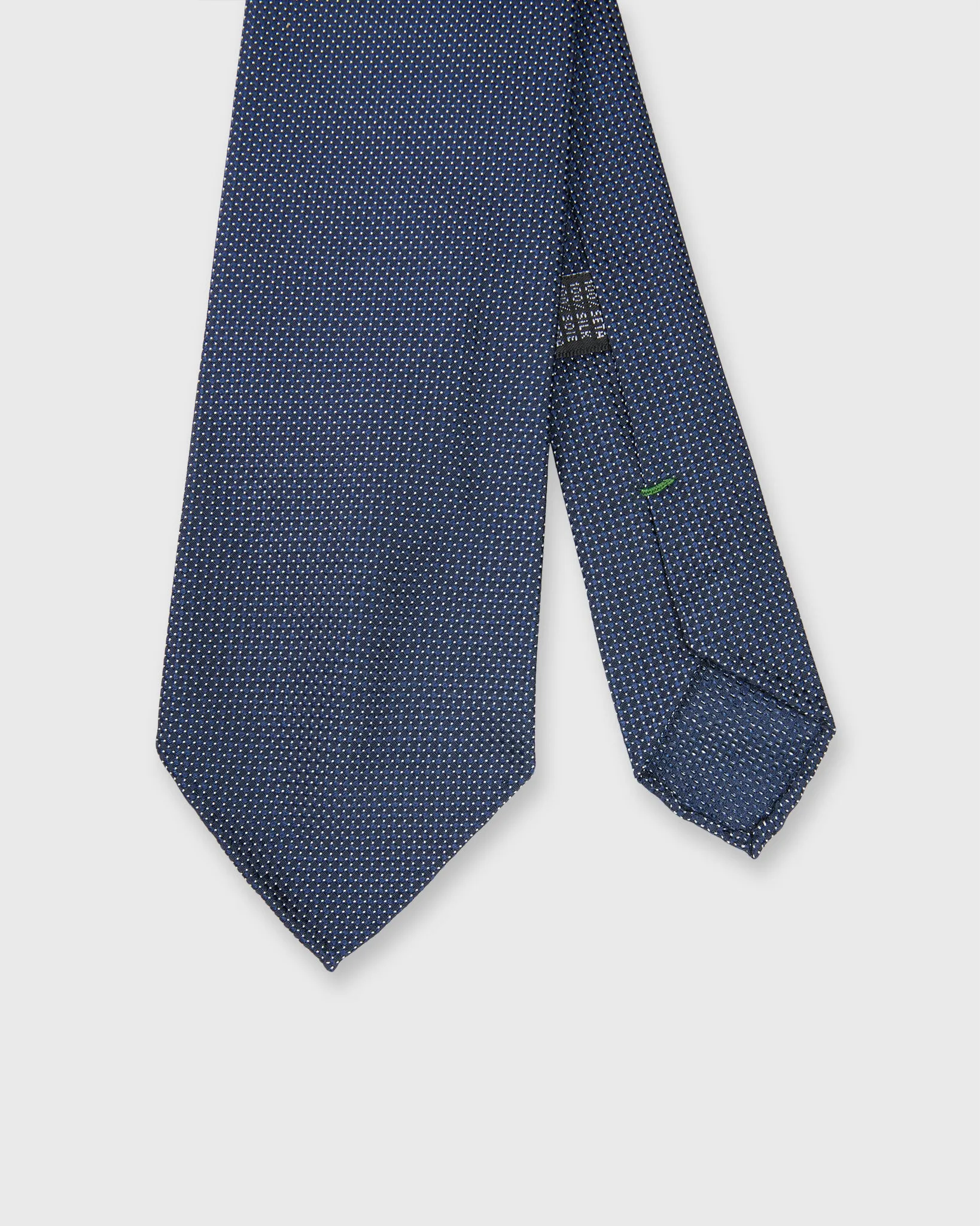 Silk Jacquard Tie in Navy/Bone Almond Dot