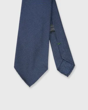 Silk Jacquard Tie in Navy/Bone Almond Dot