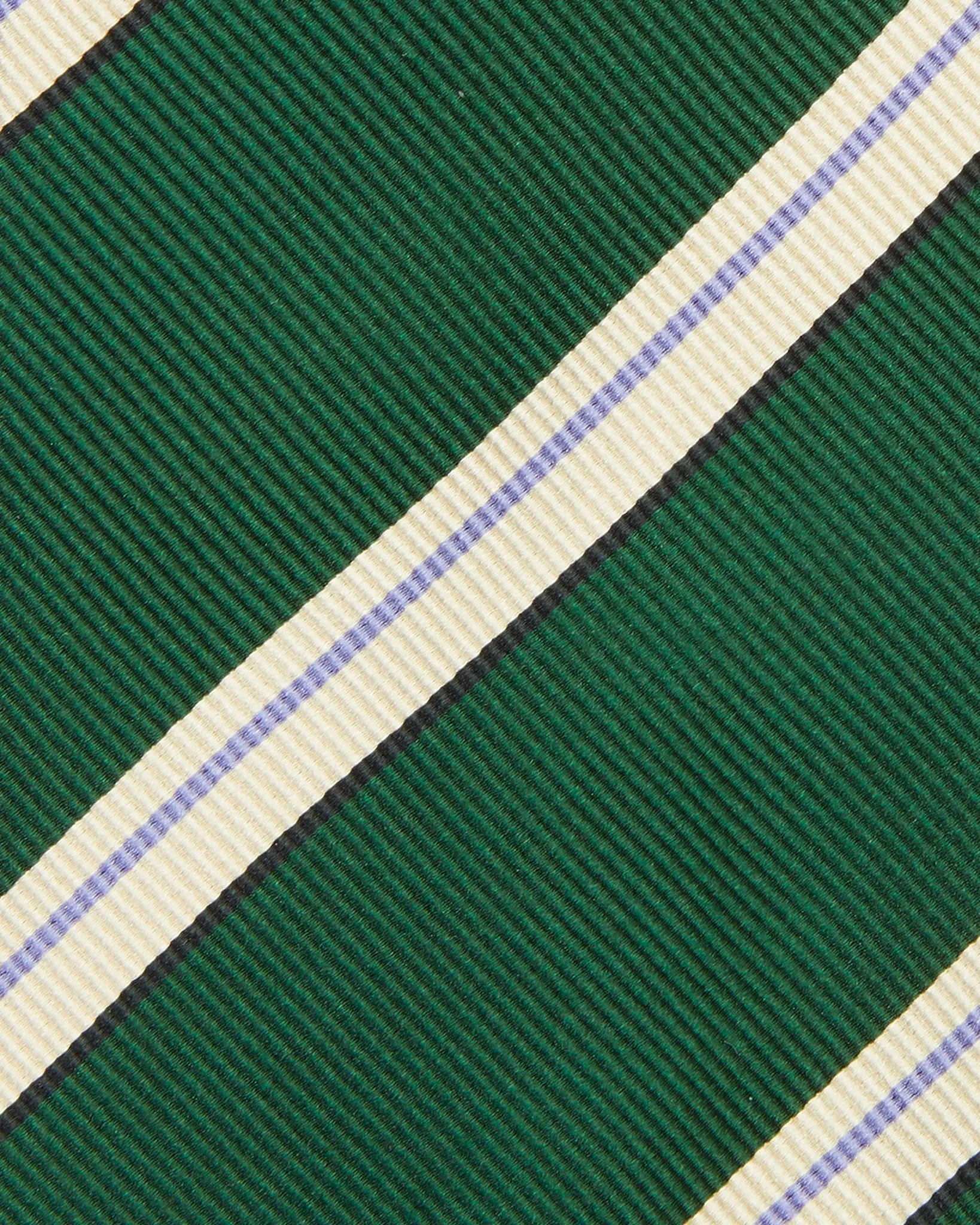 Silk Woven Tie in Green/Bone/Lavender Stripe