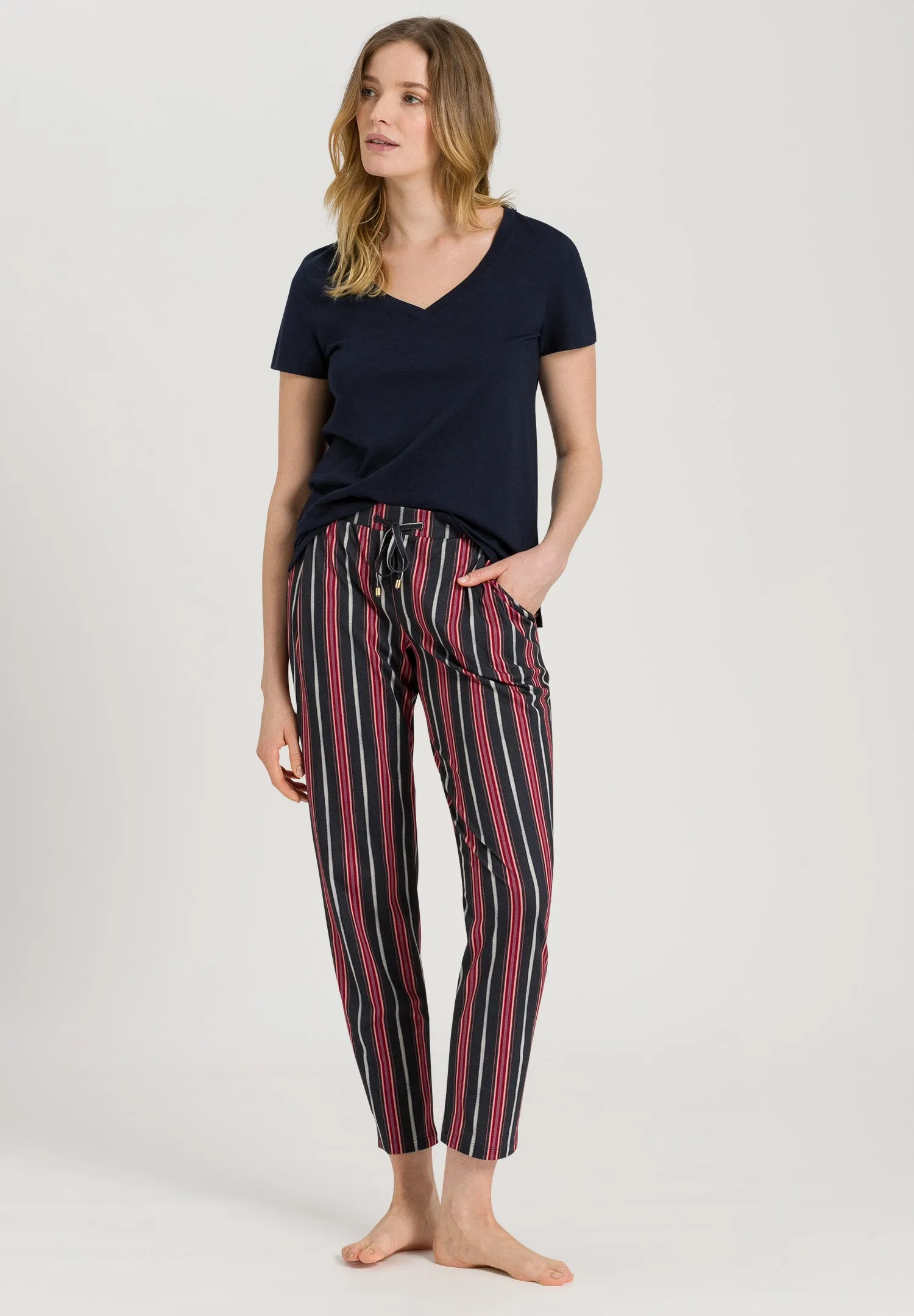 Sleep And Lounge Knit Pants Print | Marsala Stripe 77882-2984