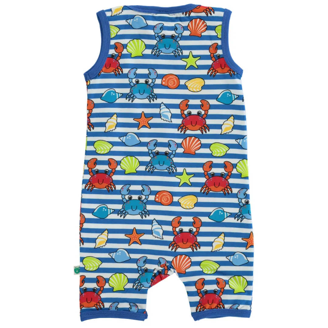 Sleeveless baby suit with crabs