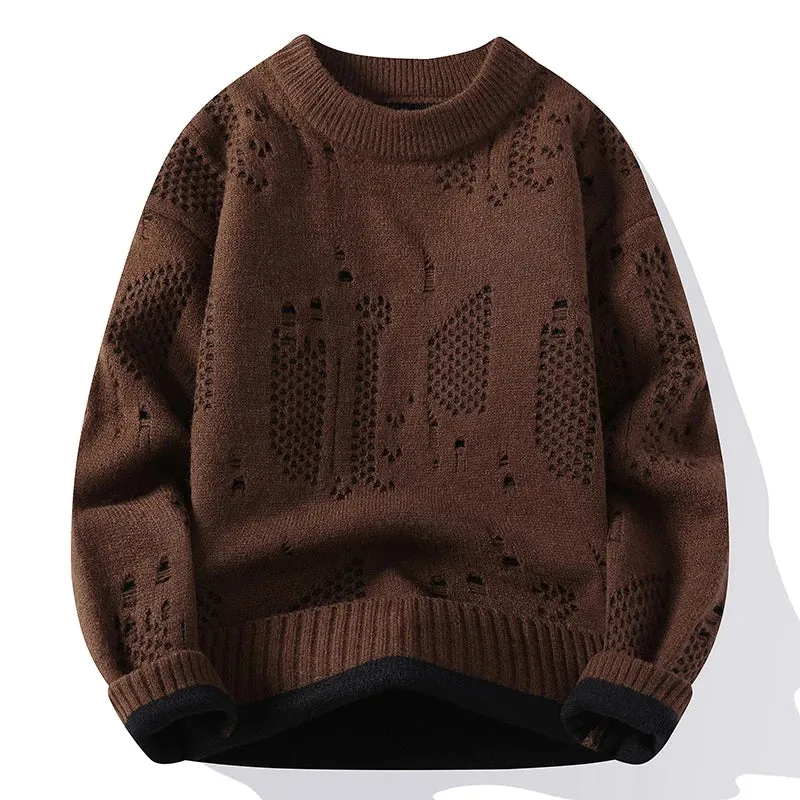 Soft Warm Ripped Pullover Wool Sweater