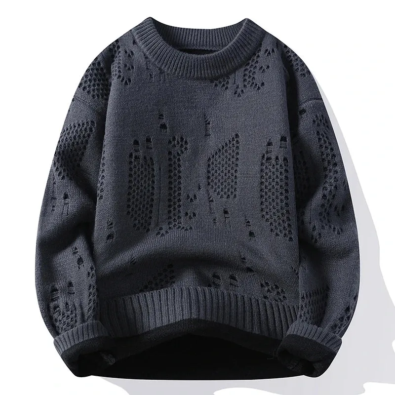 Soft Warm Ripped Pullover Wool Sweater