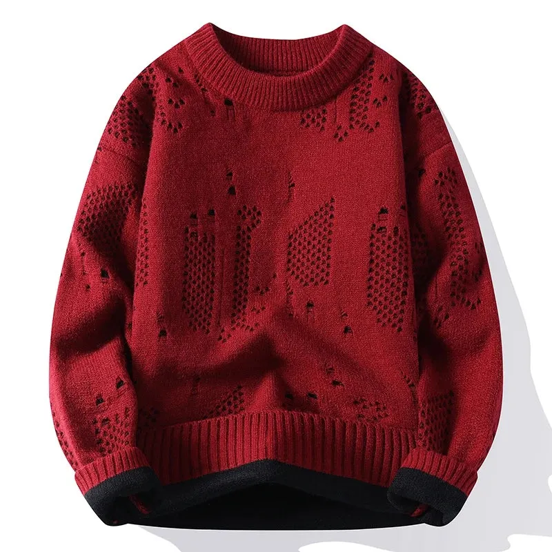 Soft Warm Ripped Pullover Wool Sweater