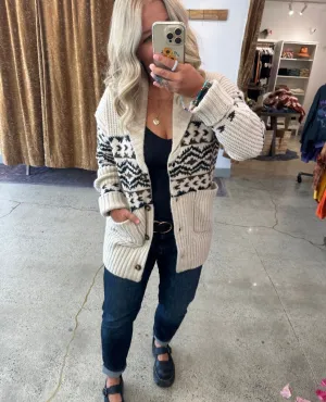 Spencer Cardigan Aztec Border