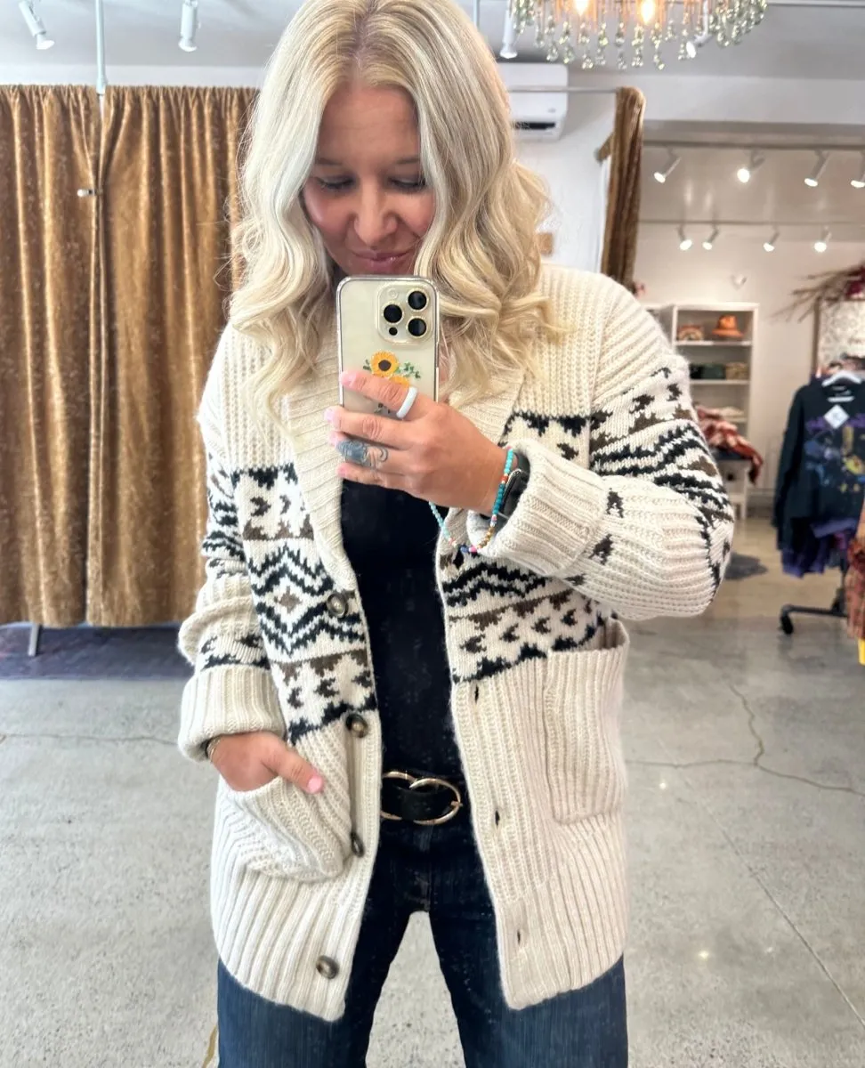 Spencer Cardigan Aztec Border