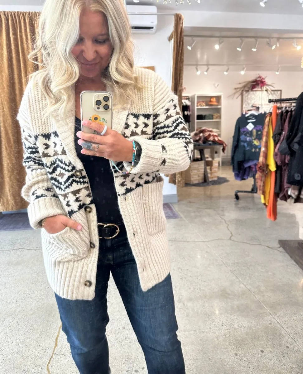 Spencer Cardigan Aztec Border