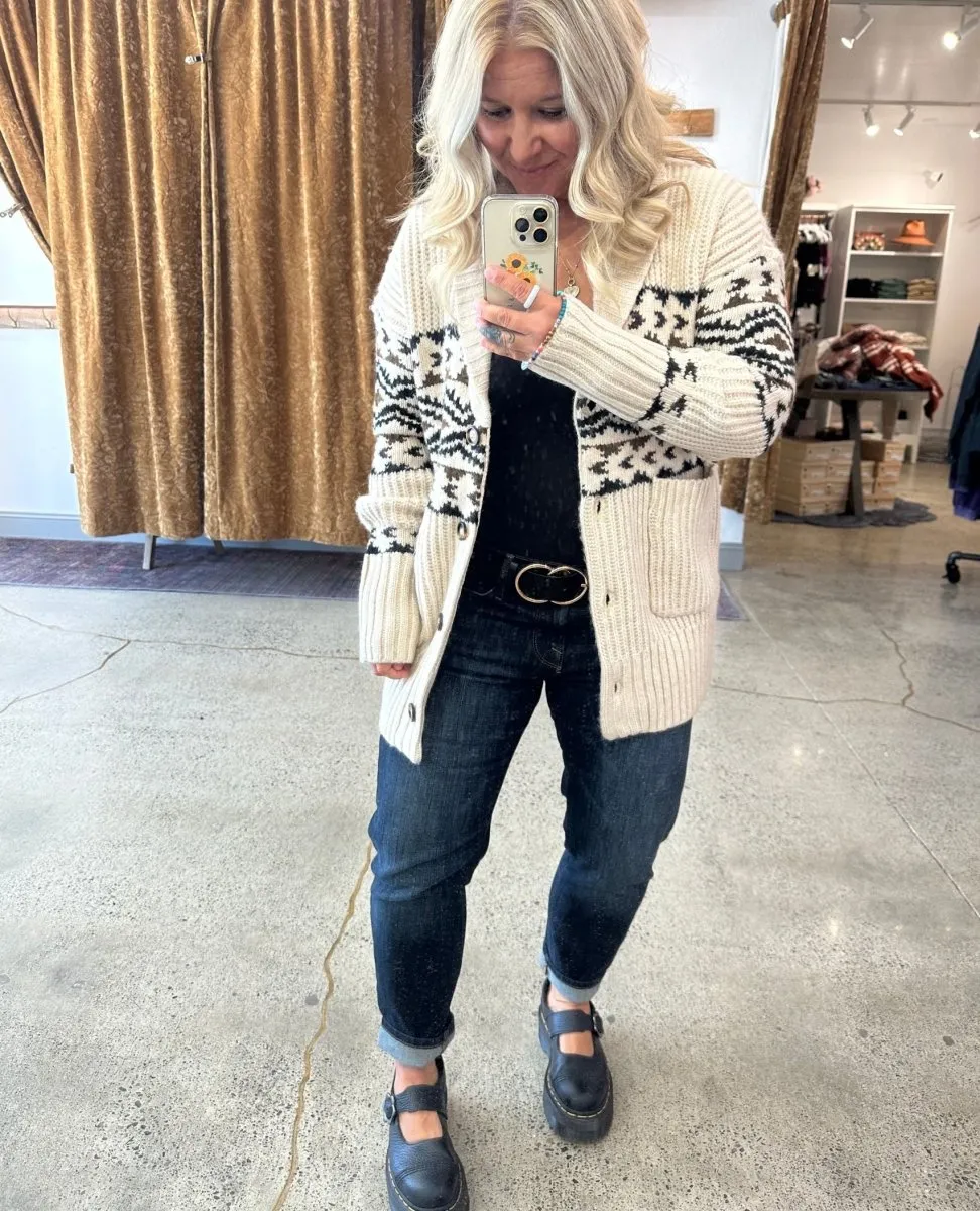 Spencer Cardigan Aztec Border