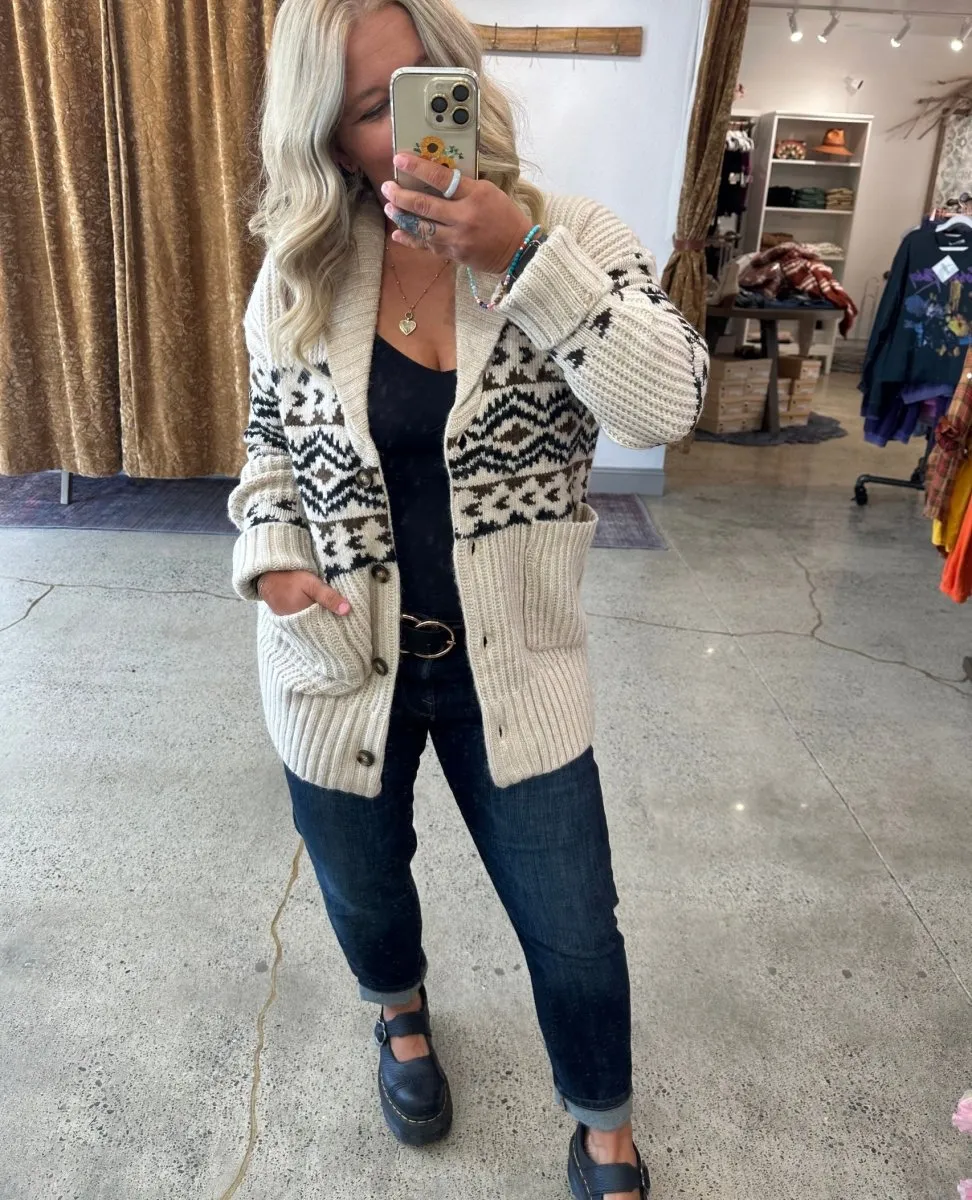Spencer Cardigan Aztec Border