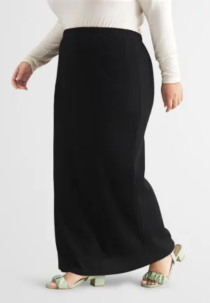 Warina Waffle Straight Cut Skirt - Black