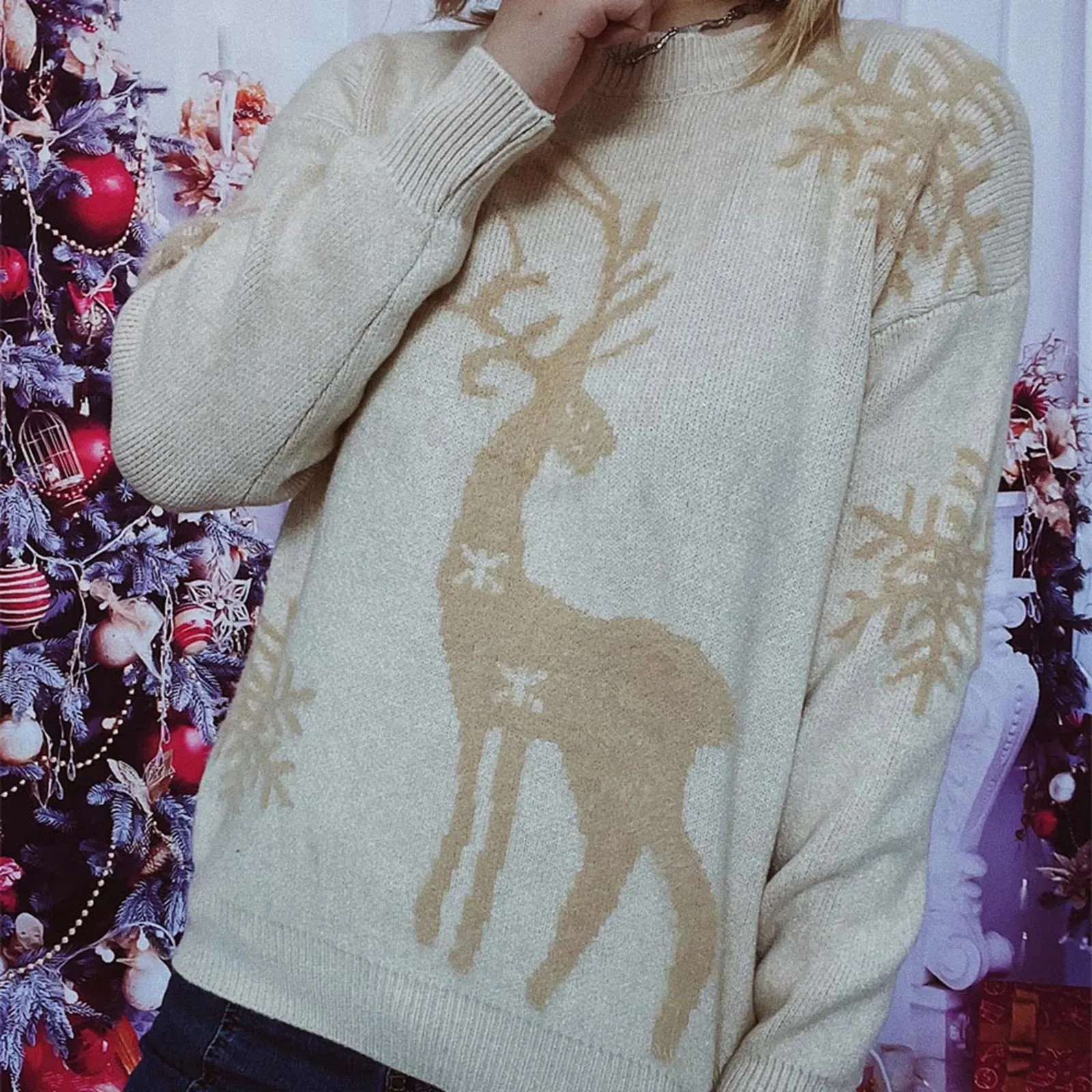 Wenkouban-Christmas Thanksgiving outfits_Warm Casual Pullover All Match Soft Knitted Christmas Sweater