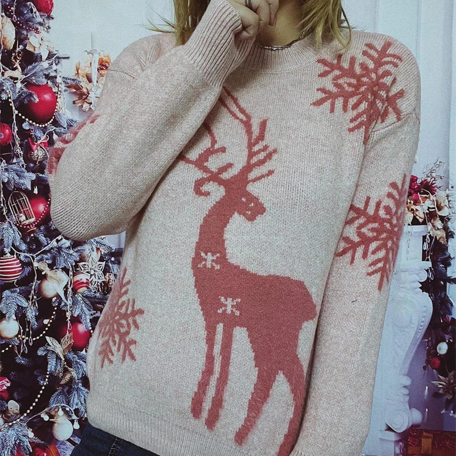 Wenkouban-Christmas Thanksgiving outfits_Warm Casual Pullover All Match Soft Knitted Christmas Sweater