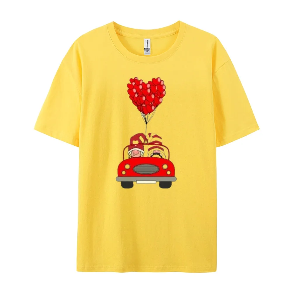 Women Love Red Heart Valentine's Day Print  Graphic T-shirt