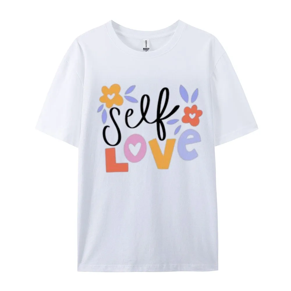 Women Self Love Flower Print Graphic T-shirt