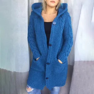 Women's Cardigan Pocket Chunky Long Sleeve Sweater