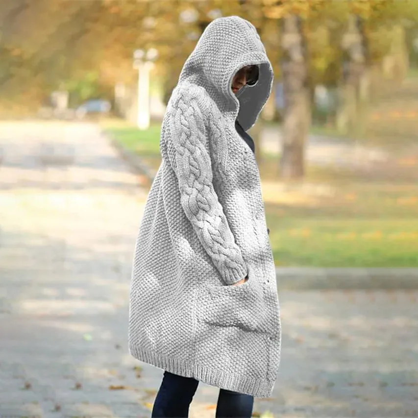 Women's Cardigan Pocket Chunky Long Sleeve Sweater